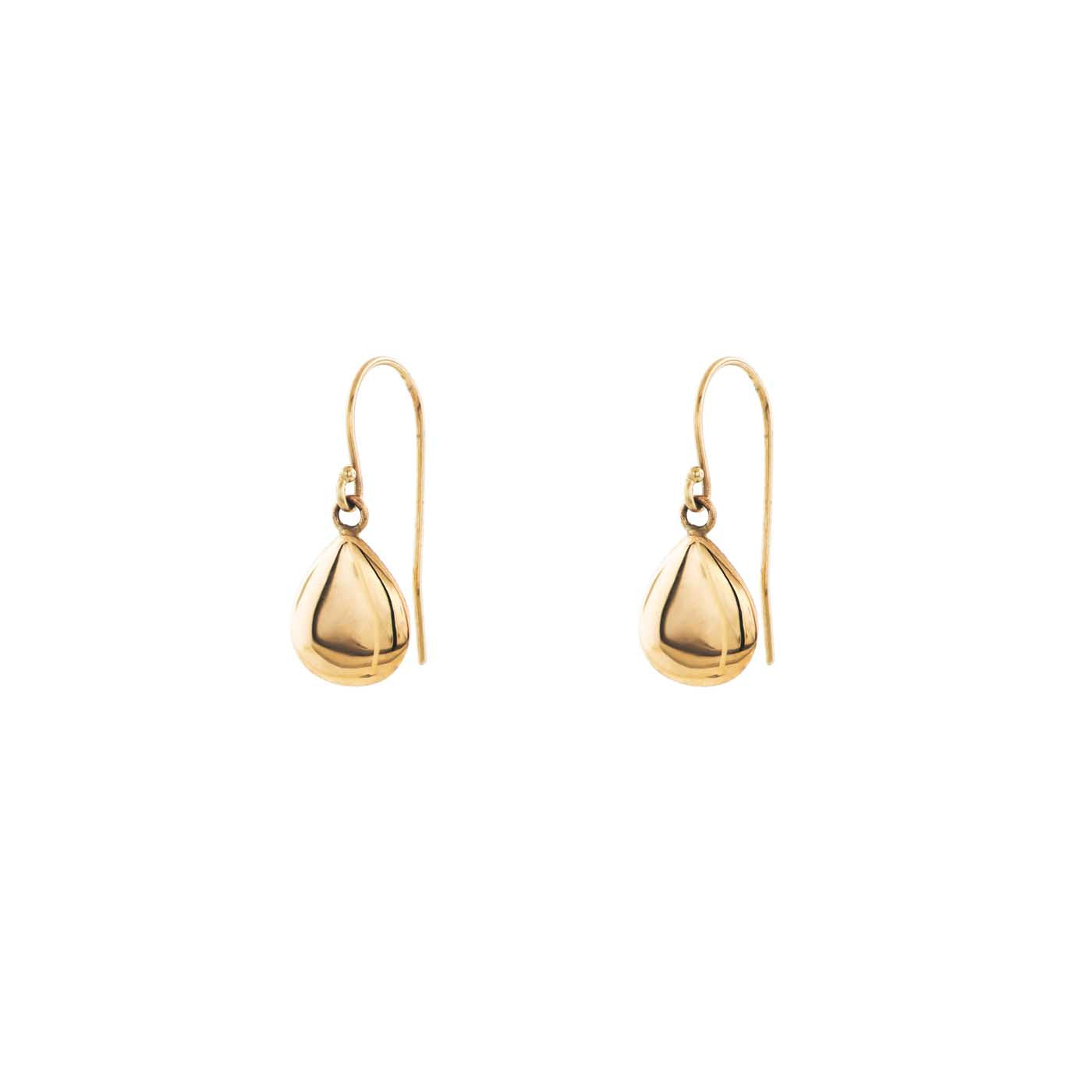 Classic Gold Drop Earrings in 14k solid gold, 9mm polished drops, handcrafted in NYC by Phoenix Roze, timeless ethical shine