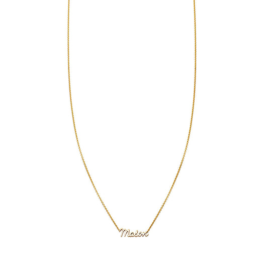 Solid 14K gold personalized signature necklace in rose, white, or yellow gold, handwritten script name jewelry