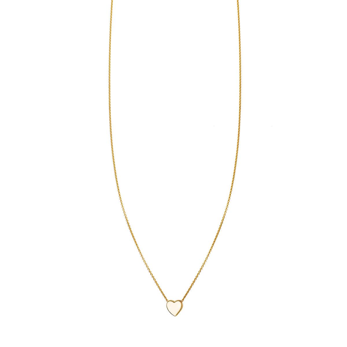Cute small flat heart charm necklace, delicate layered pendant in solid 14k yellow, white or rose gold, handcrafted in NYC