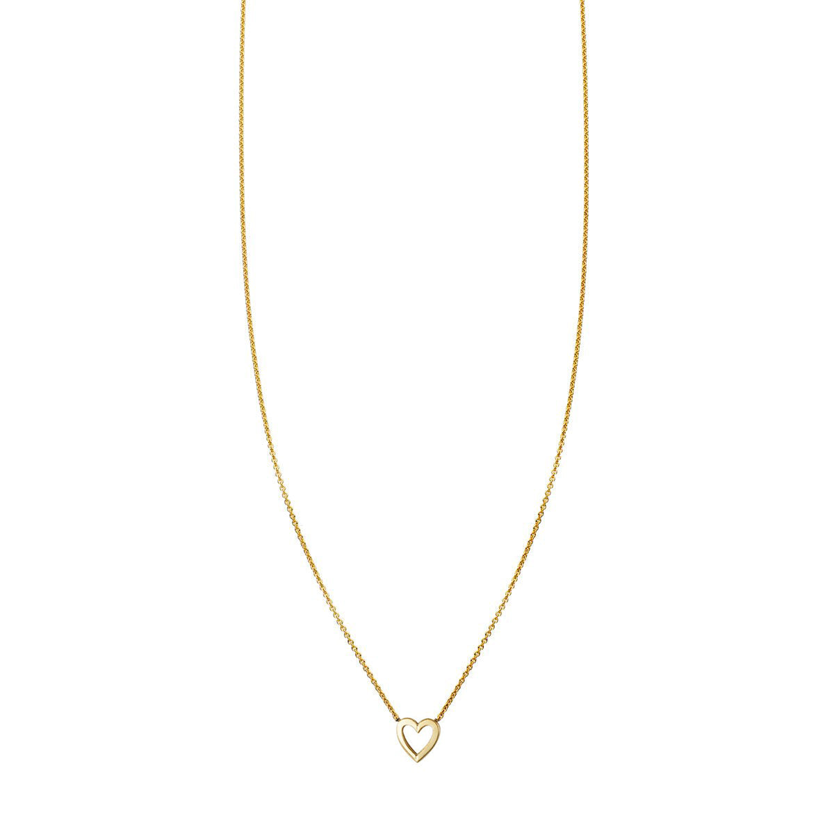 Cute petite solid 14k gold open heart necklace in yellow, white, and rose gold, handcrafted in New York City