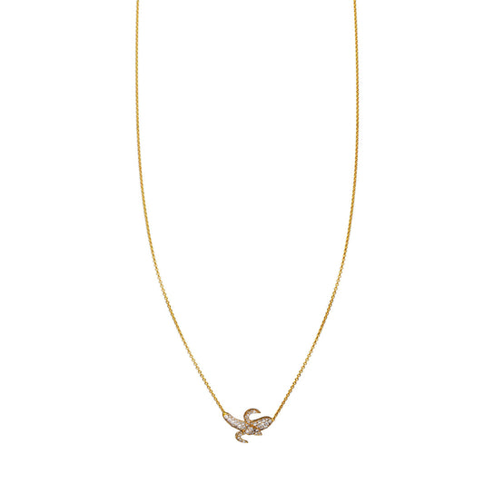 Pavé diamond banana gold necklace on solid 14K gold chain—playful pendant adds sparkling flair to laid-back style.