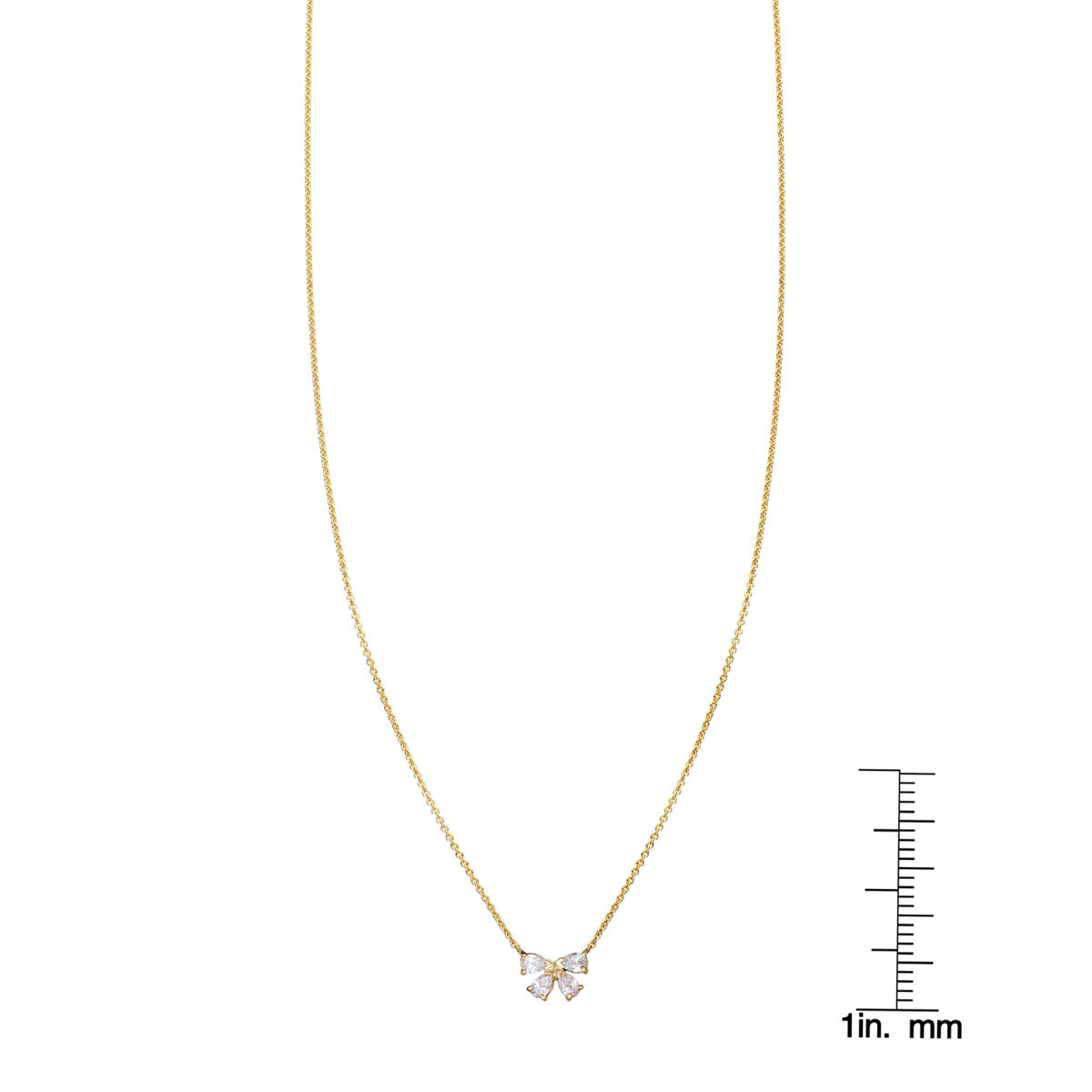 diamond bow necklace with ruler