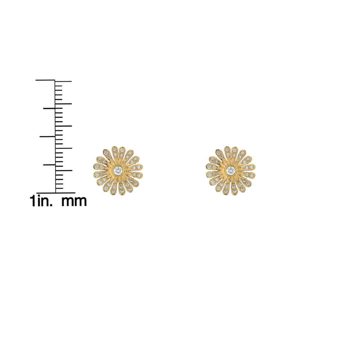 Diamond daisy stud earrings with sparkling round diamonds in a floral setting by Phoenix Roze