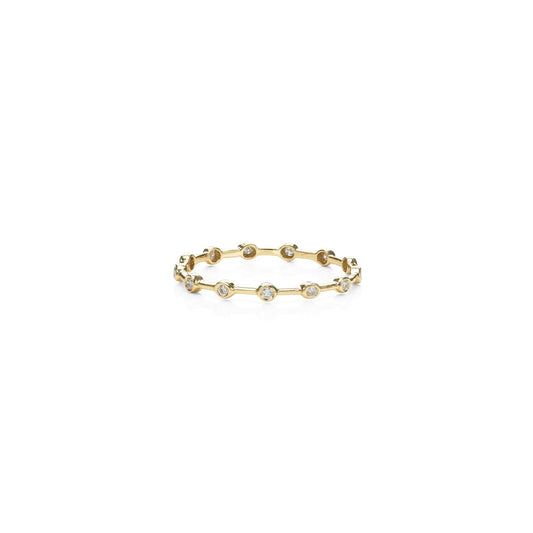 Delicate diamond and gold infinity halo band ring—whimsical yet modern, symbolizing lifelong commitment, perfect gift