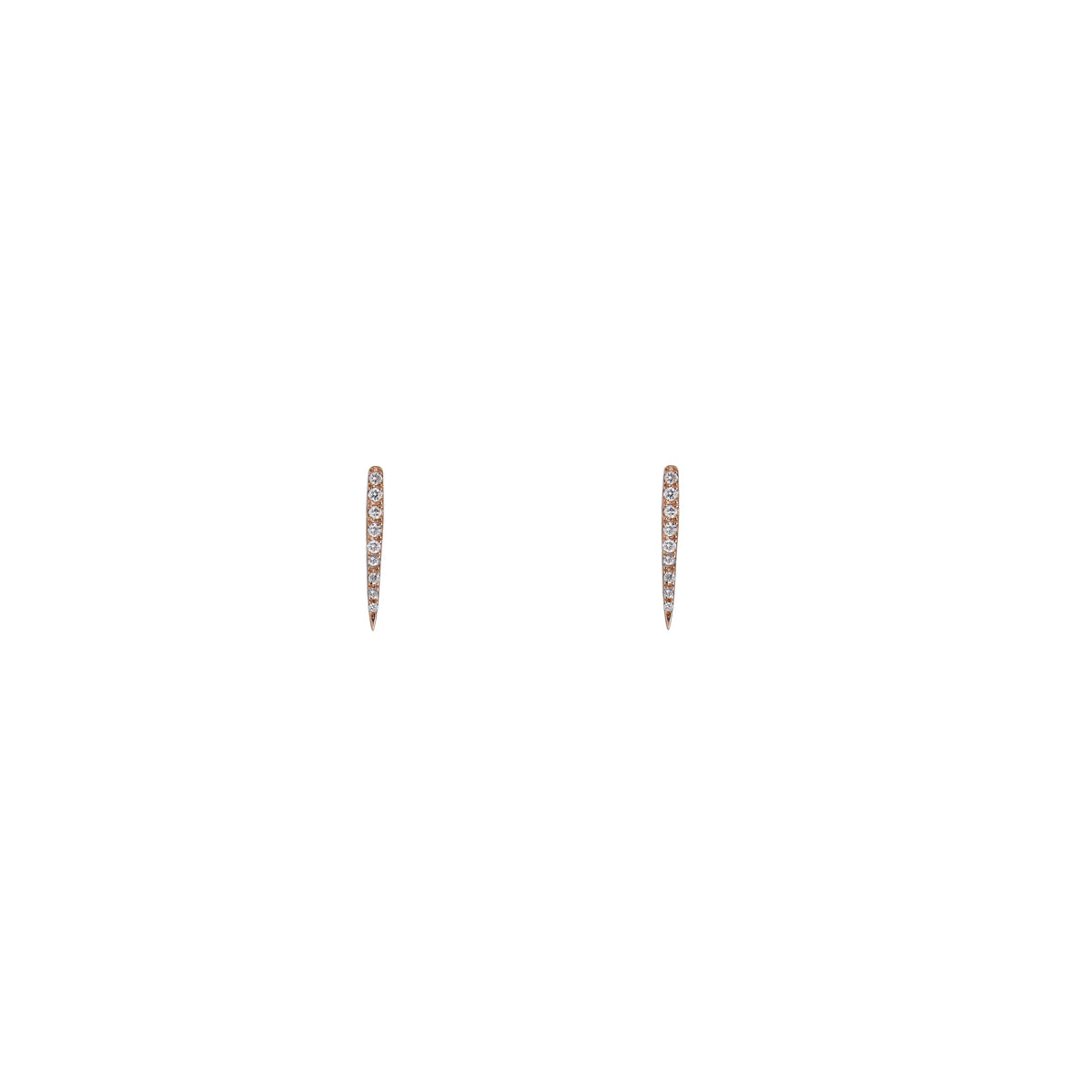 14k gold diamond long drop baby stud earrings, petite .09 ct diamonds, available in rose or yellow gold
