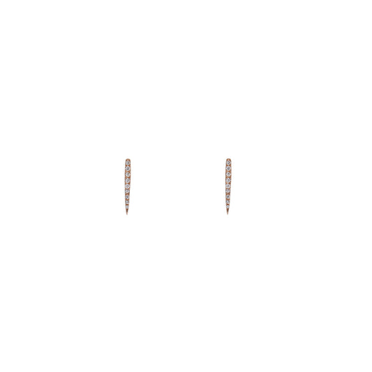 14k gold diamond long drop baby stud earrings, petite .09 ct diamonds, available in rose or yellow gold
