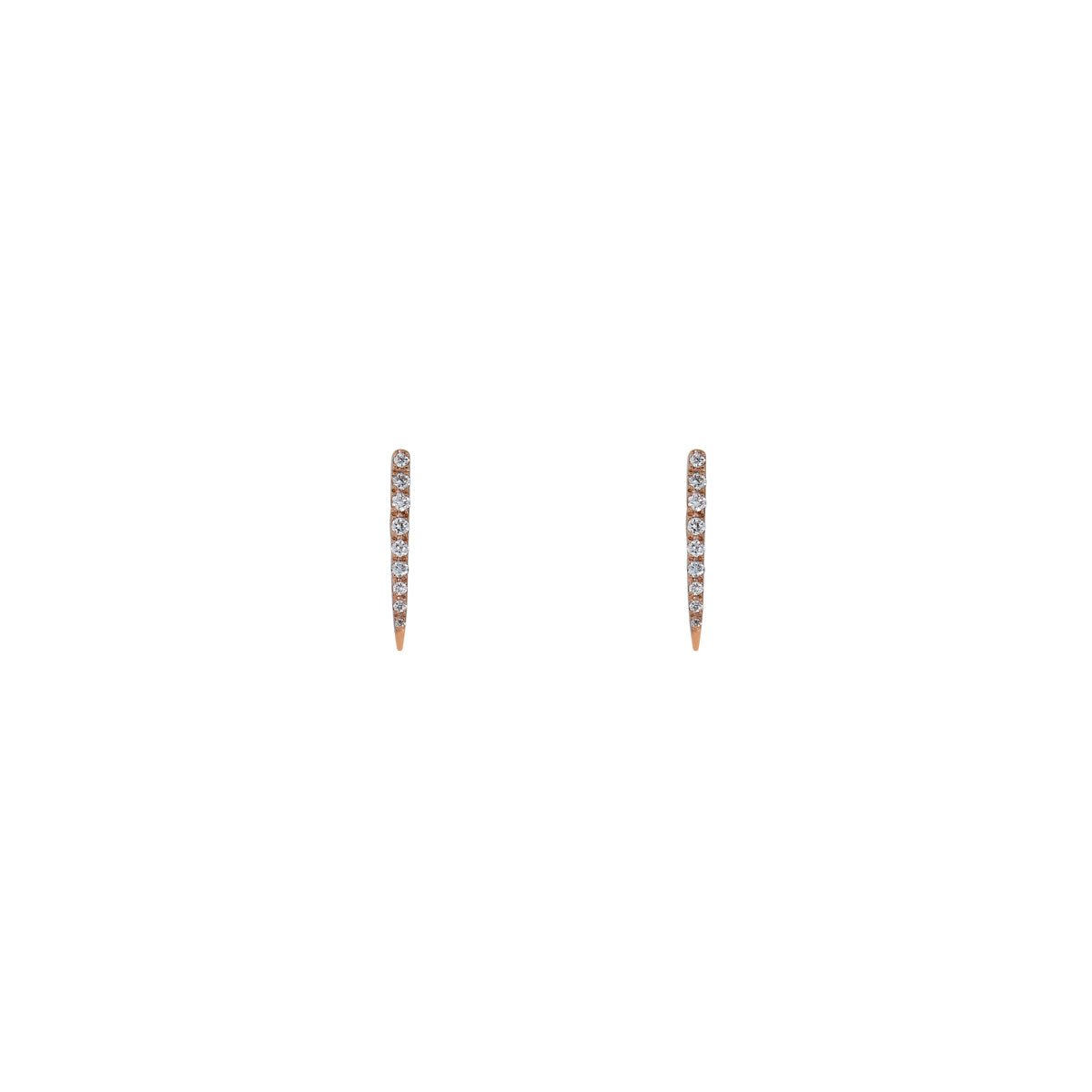 14k gold diamond long drop large stud earrings, .14ct, oversized statement studs in rose or yellow gold by Phoenix Roze