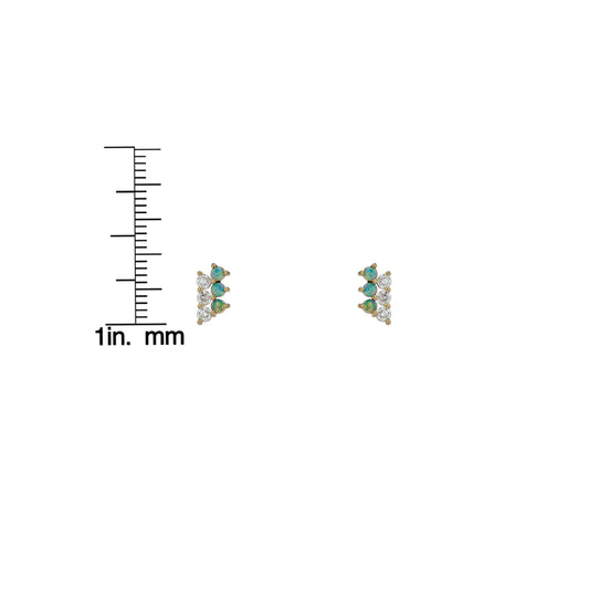 Diamond & Opal Small Ladder Stud Earrings
