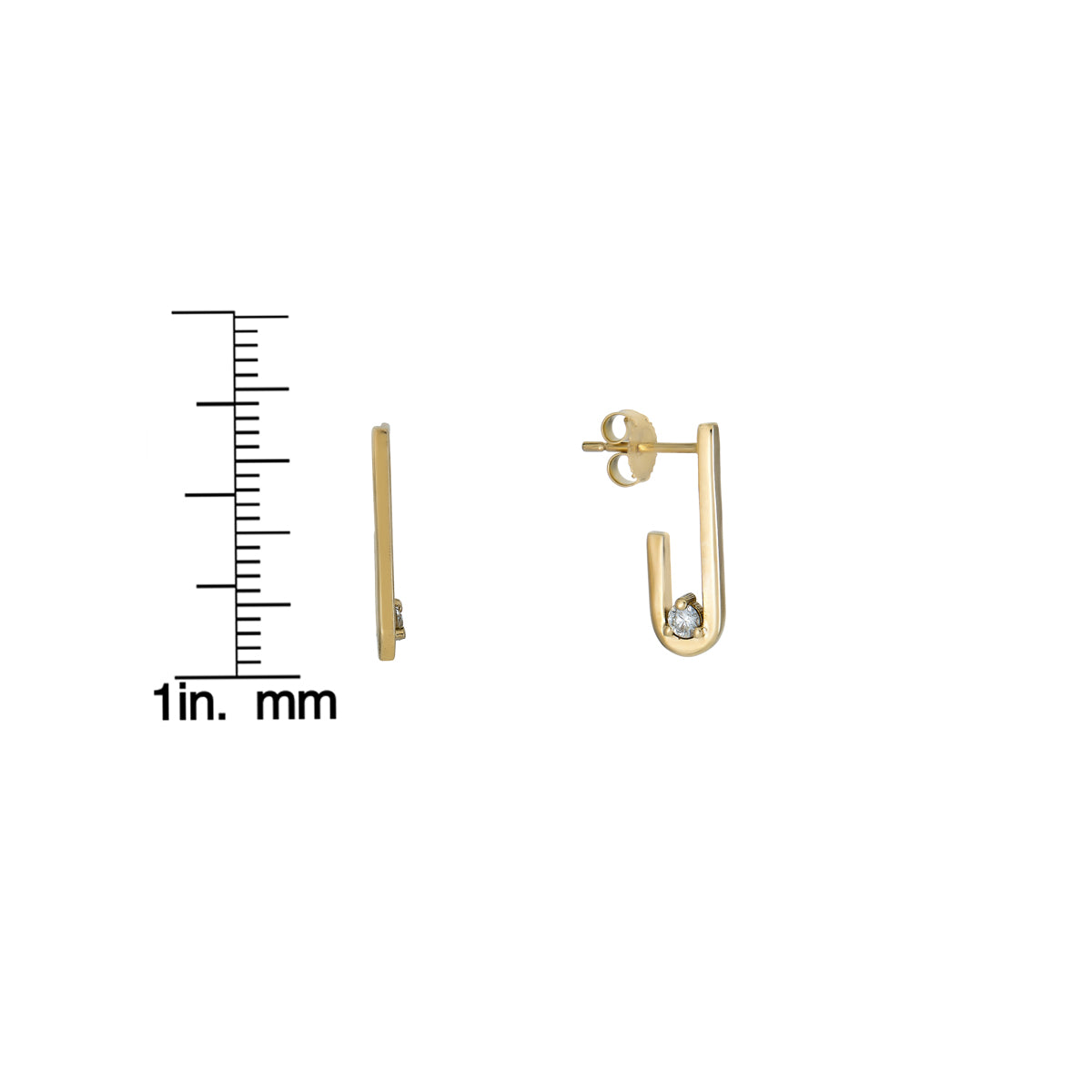 Phoenix Roze diamond paperclip earrings in 14k gold, sleek link drops with sparkling pavé diamonds