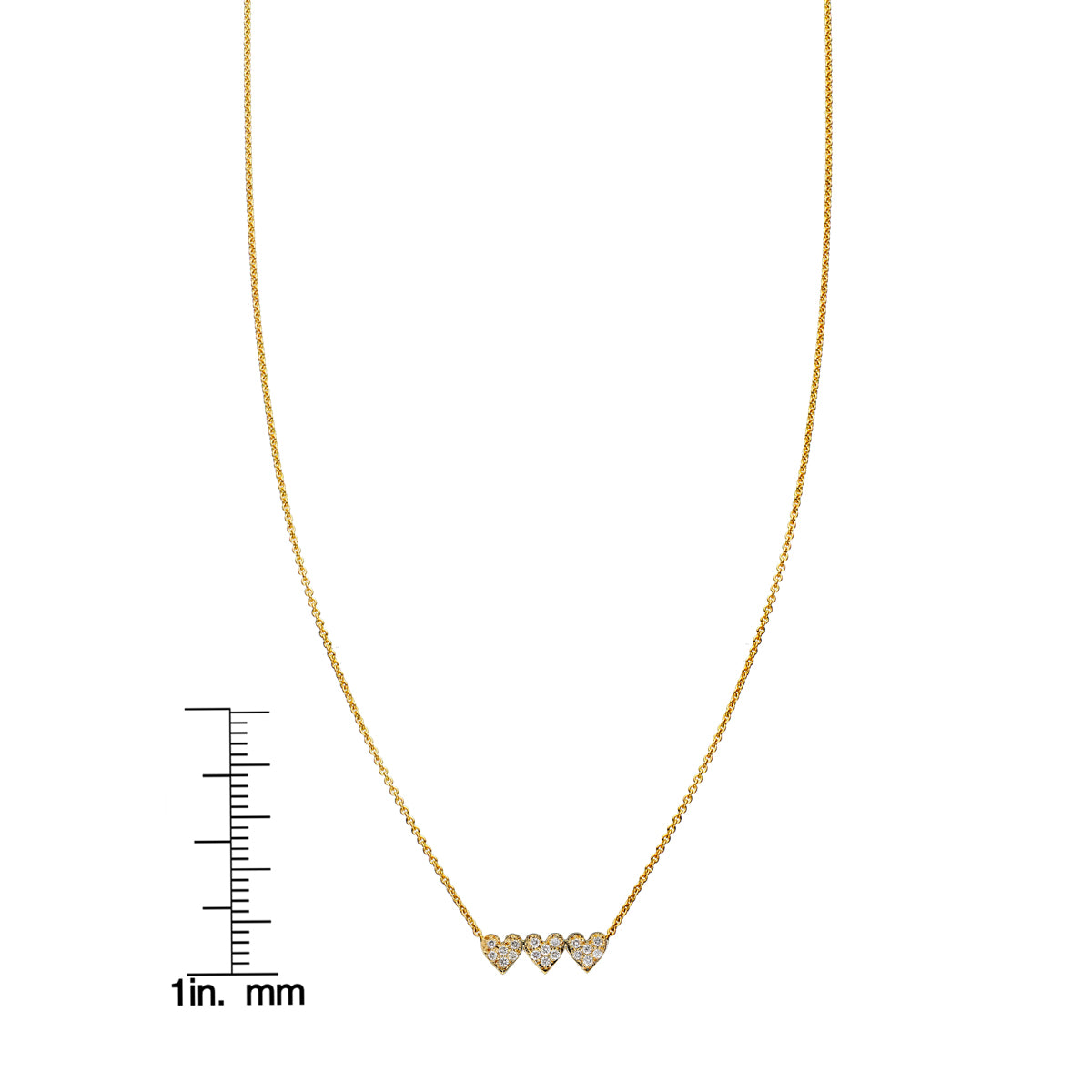 Diamond triple heart necklace in 14k gold – delicate three-heart pendant by Phoenix Roze
