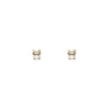Double baguette diamond gold stud earrings in 14k gold, modern yet classic design, 3x3.5mm