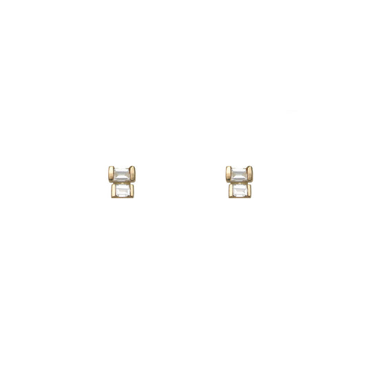 double baguette diamond gold stud earrings PRE 156 14KY_3615a0f0 98f3 490c 97d1 a6f3d4255893