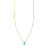 Double Bubble Turquoise Necklace in 14k gold with two rounded turquoise stones on pendant, by Phoenix Roze