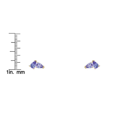Double Pear Iolite Stud Earrings