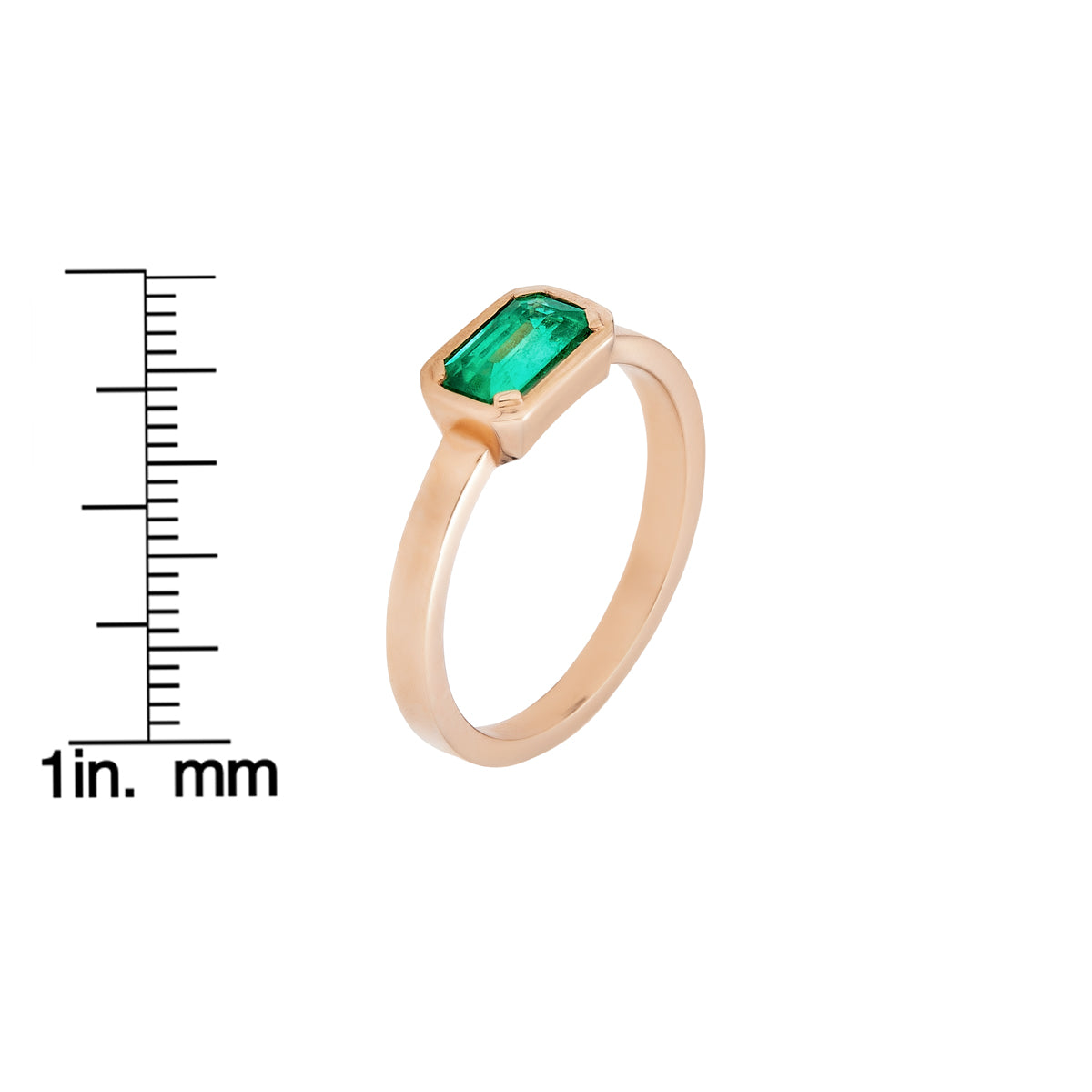 Emerald-cut gold bezel ring by Phoenix Roze, sleek minimalist fine jewelry