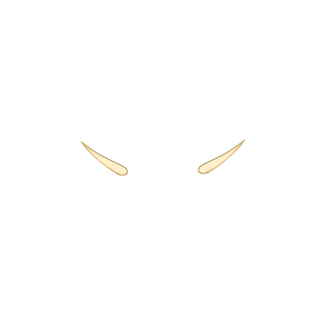 Eyelash Stud Earrings in 14k yellow, white & rose gold—slender 10mm eyelash design for elegant everyday wear