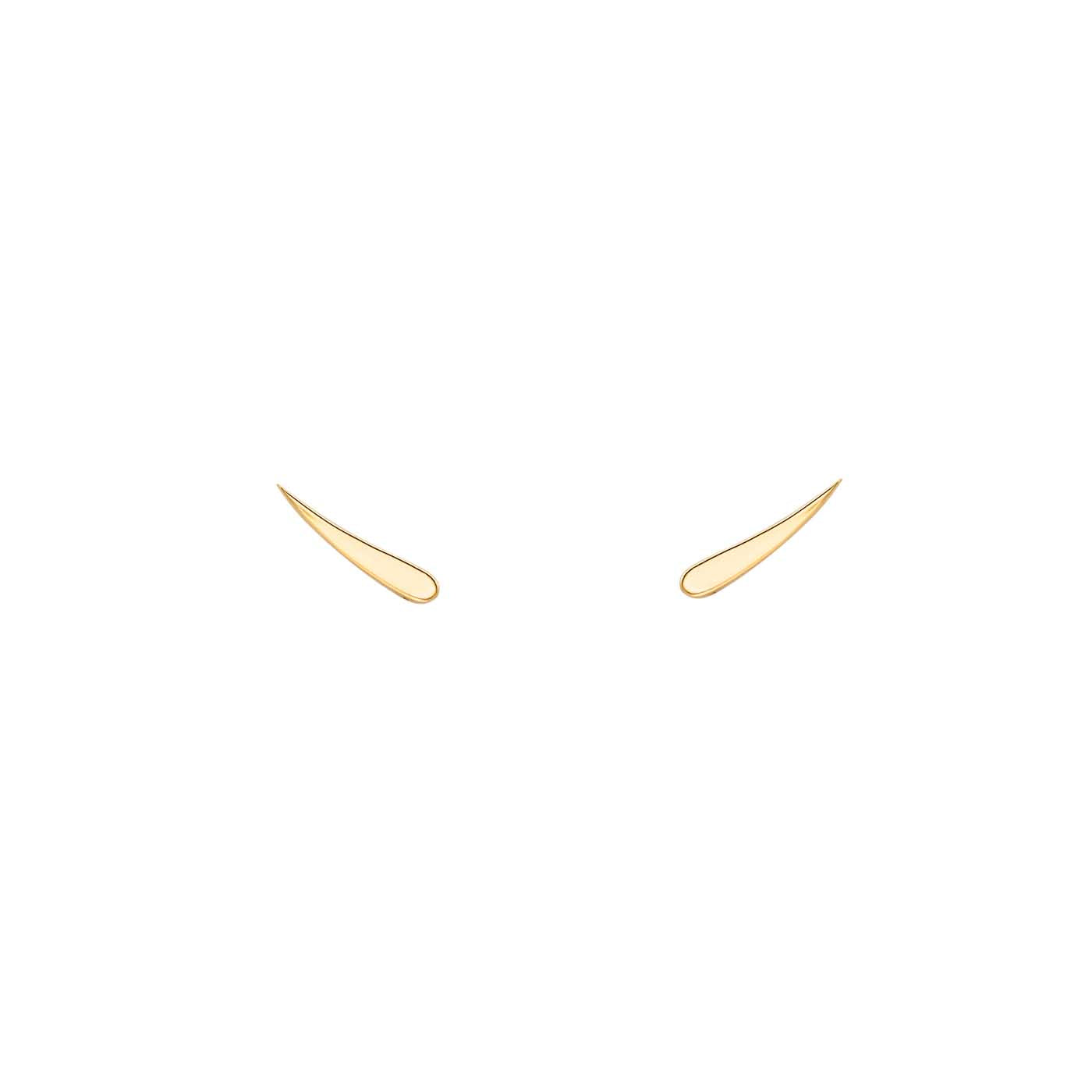 Eyelash Stud Earrings in 14k yellow, white & rose gold—slender 10mm eyelash design for elegant everyday wear