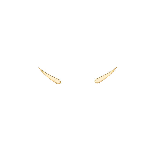 Eyelash Stud Earrings in 14k yellow, white & rose gold—slender 10mm eyelash design for elegant everyday wear