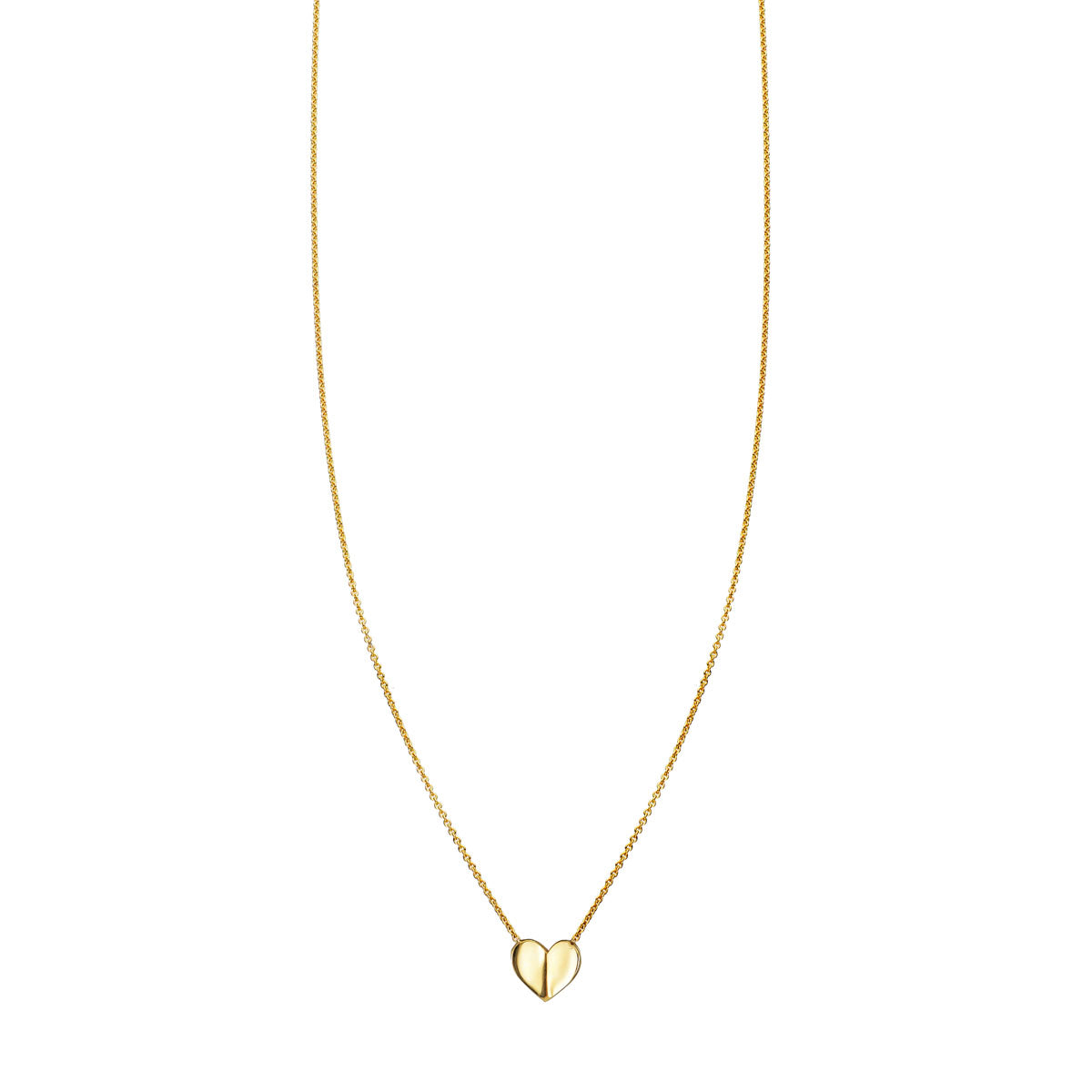 Folded heart 14k gold necklace, handcrafted in NYC; pendant available in yellow, white, or rose gold by Phoenix Roze