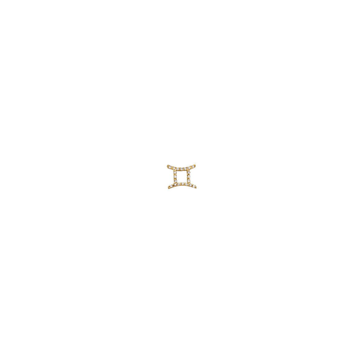 Gemini diamond zodiac stud earring in 14K gold, Roman numeral II constellation design, available rose, white, yellow.