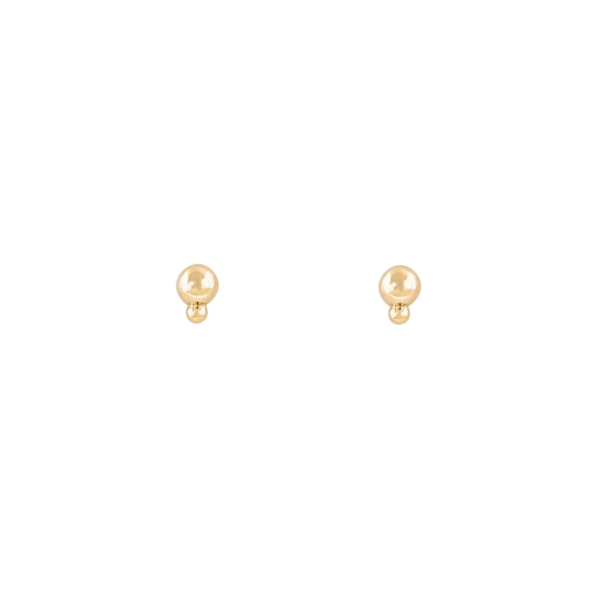 Gold Bubble Stud Earrings in 14k yellow, white, or rose gold; double spheres with playful, polished shine, handcrafted.