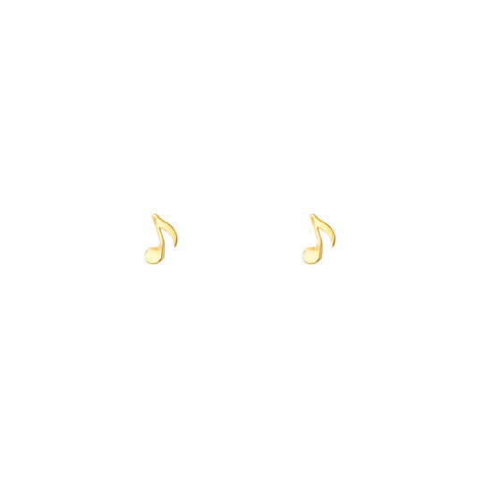 gold musical note stud earrings PRE 424 14KY