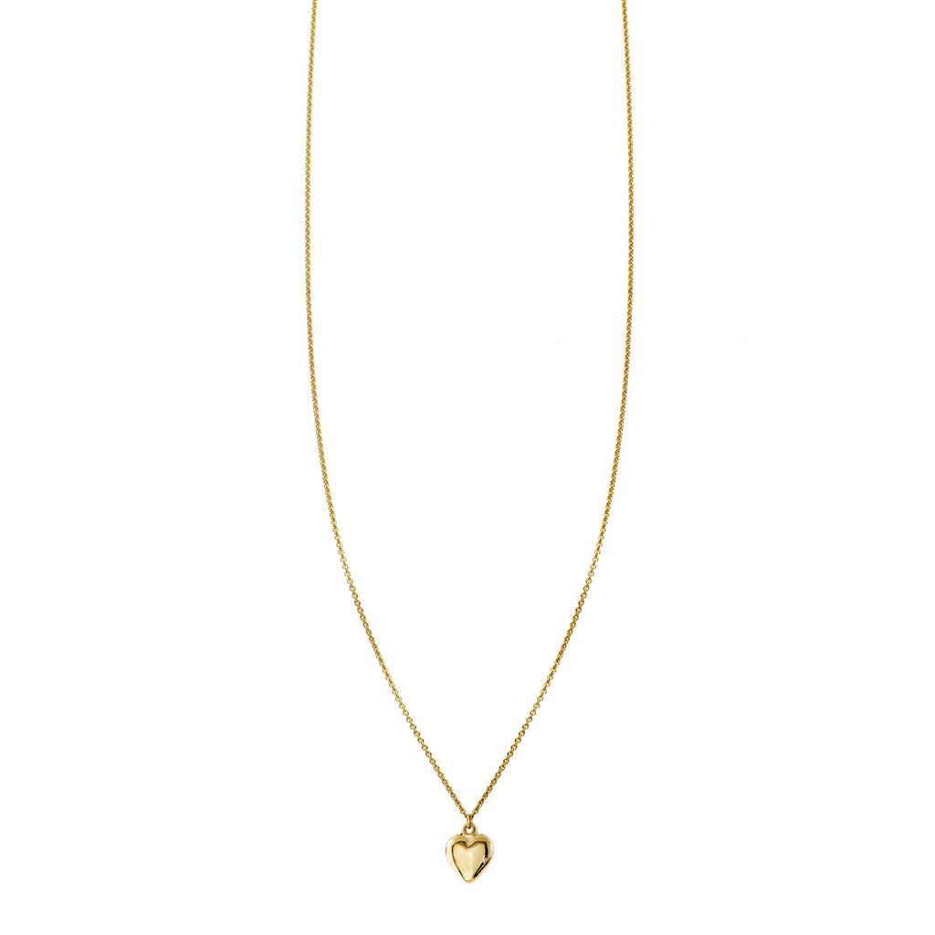14k gold tiny puffed heart necklace—sweet little reminder of love, handmade in NYC