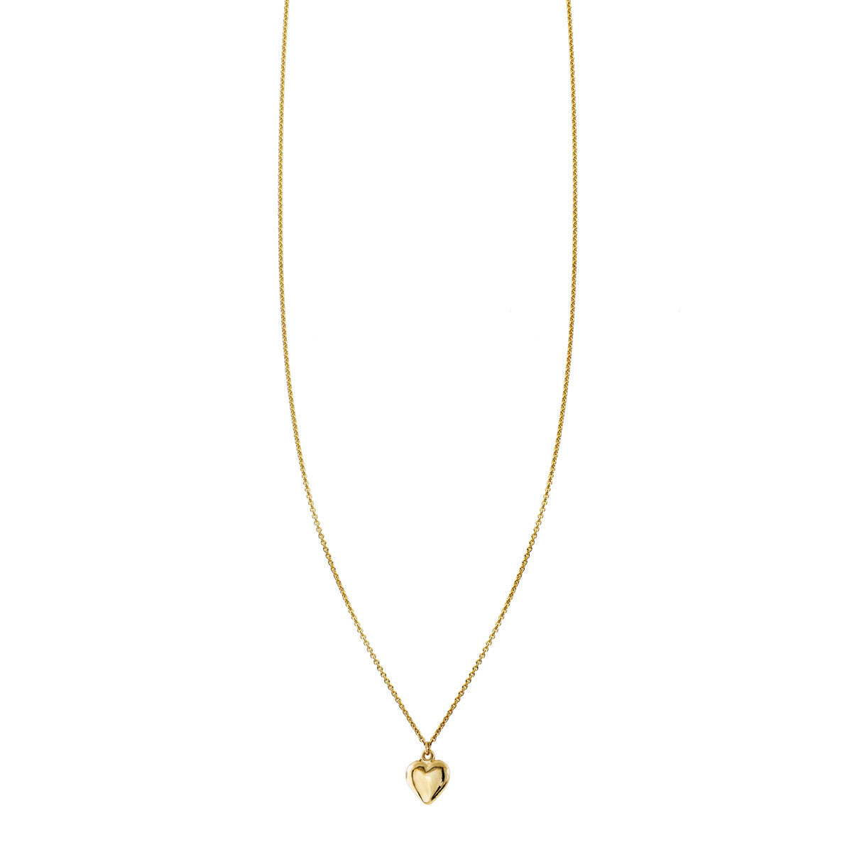 14k gold tiny puffed heart necklace—sweet little reminder of love, handmade in NYC