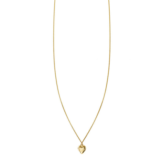 14k gold tiny puffed heart necklace—sweet little reminder of love, handmade in NYC