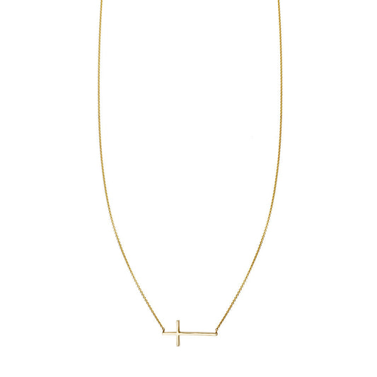 gold sideways cross necklace PRN 002