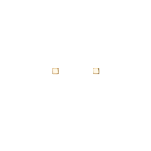 Gold square stud earrings in 14k yellow, white, or rose gold—timeless simplicity for everyday elegance.