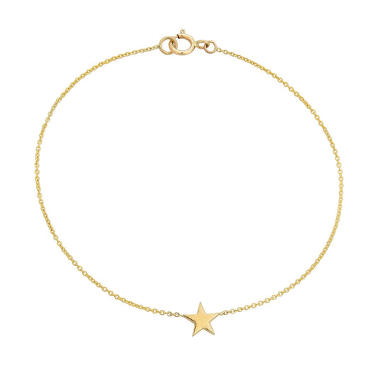 Delicate 14k gold star bracelet in yellow, white, or rose gold—simple, stunning jewelry for everyday or special occasions