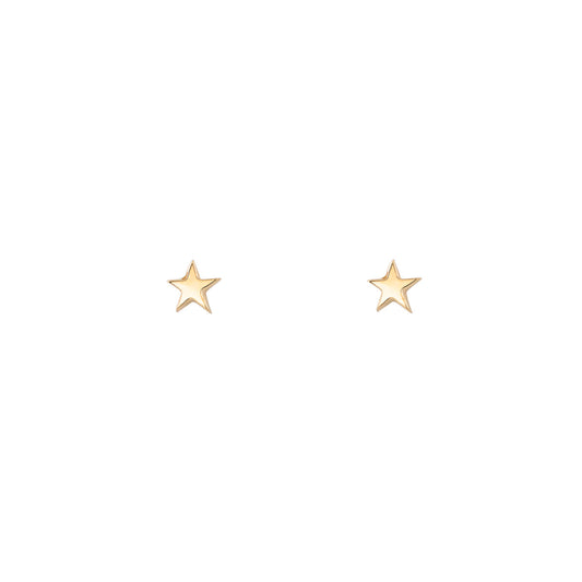 14k yellow gold star stud earrings by Phoenix Roze, polished celestial studs to let your inner light shine