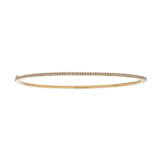 14k gold bangle bracelet with white pavé diamonds—elegant sparkle, the perfect finishing touch for casual or formal looks.