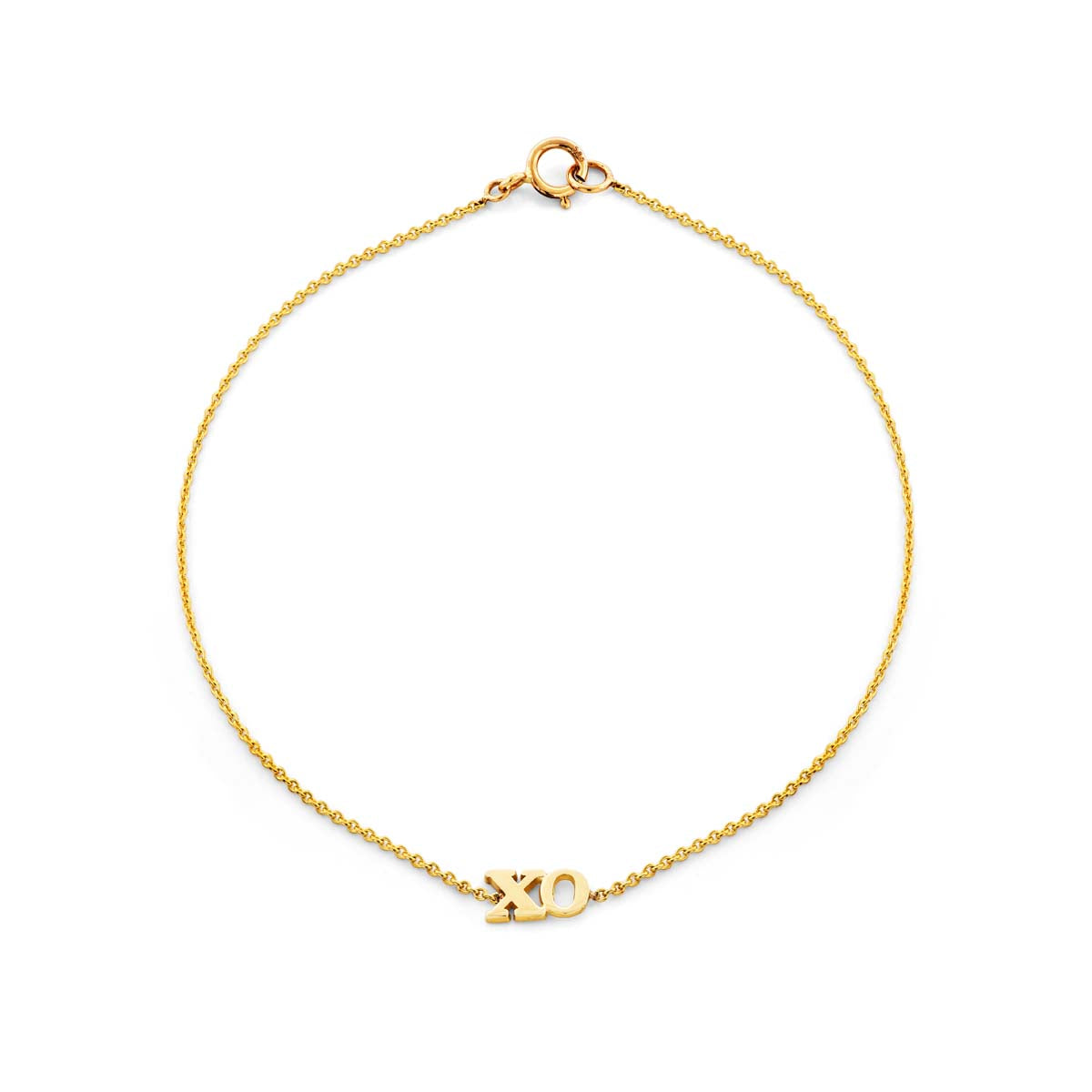Gold XO bracelet, sleek and elegant, meaningful X and O motif for everyday wear or special occasions