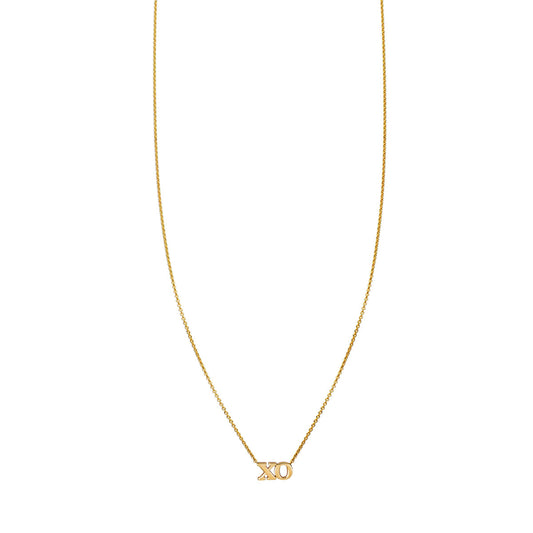 Delicate 14K gold XO necklace, dainty hugs and kisses pendant adds a sweet touch to any outfit, small 1/4-inch charm
