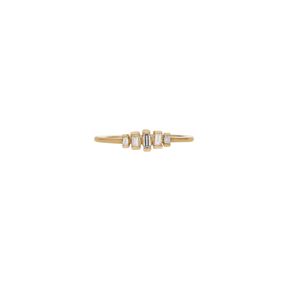 graduated diamond baguette gold ring