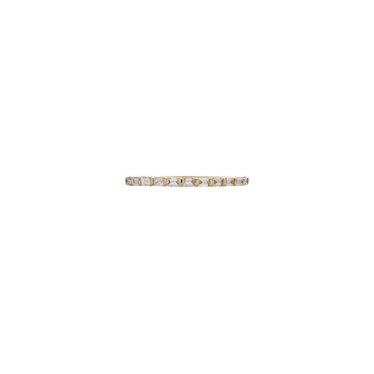 Half eternity baguette diamond ring in solid 14K gold—sleek, stackable band with high-impact shine