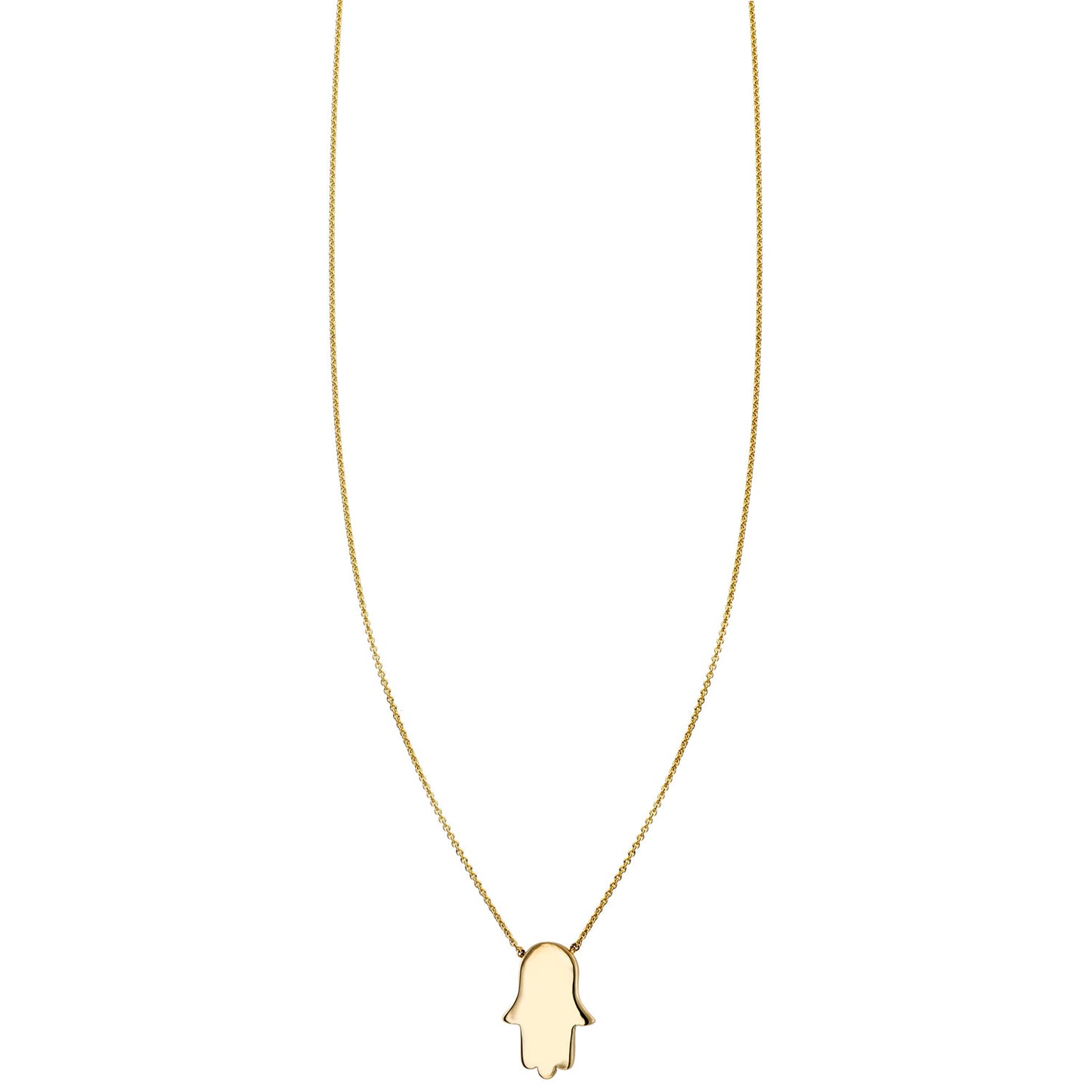 Dainty Hamsa hand pendant necklace in 14k gold, symbol of protection, handcrafted in NYC for effortless elegance