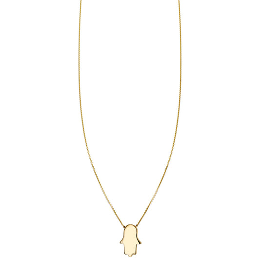 Dainty Hamsa hand pendant necklace in 14k gold, symbol of protection, handcrafted in NYC for effortless elegance