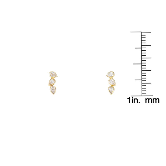 Horizontal Triple Tear Drop Diamond Earrings