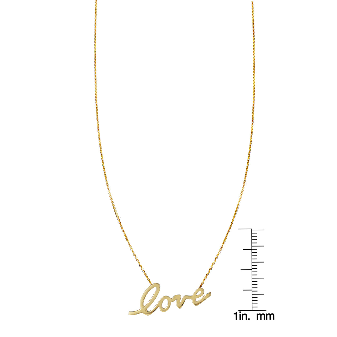 Large Cursive Love Necklace by Phoenix Roze, elegant script pendant on delicate chain