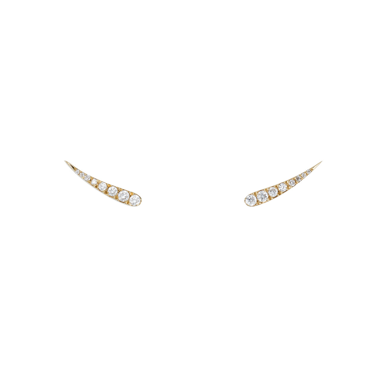Large diamond eyelash stud earrings in 14k white, yellow, or rose gold, each with 8 sparkling round-cut diamonds