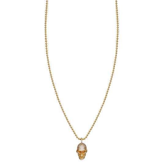 large diamond skull gold necklace