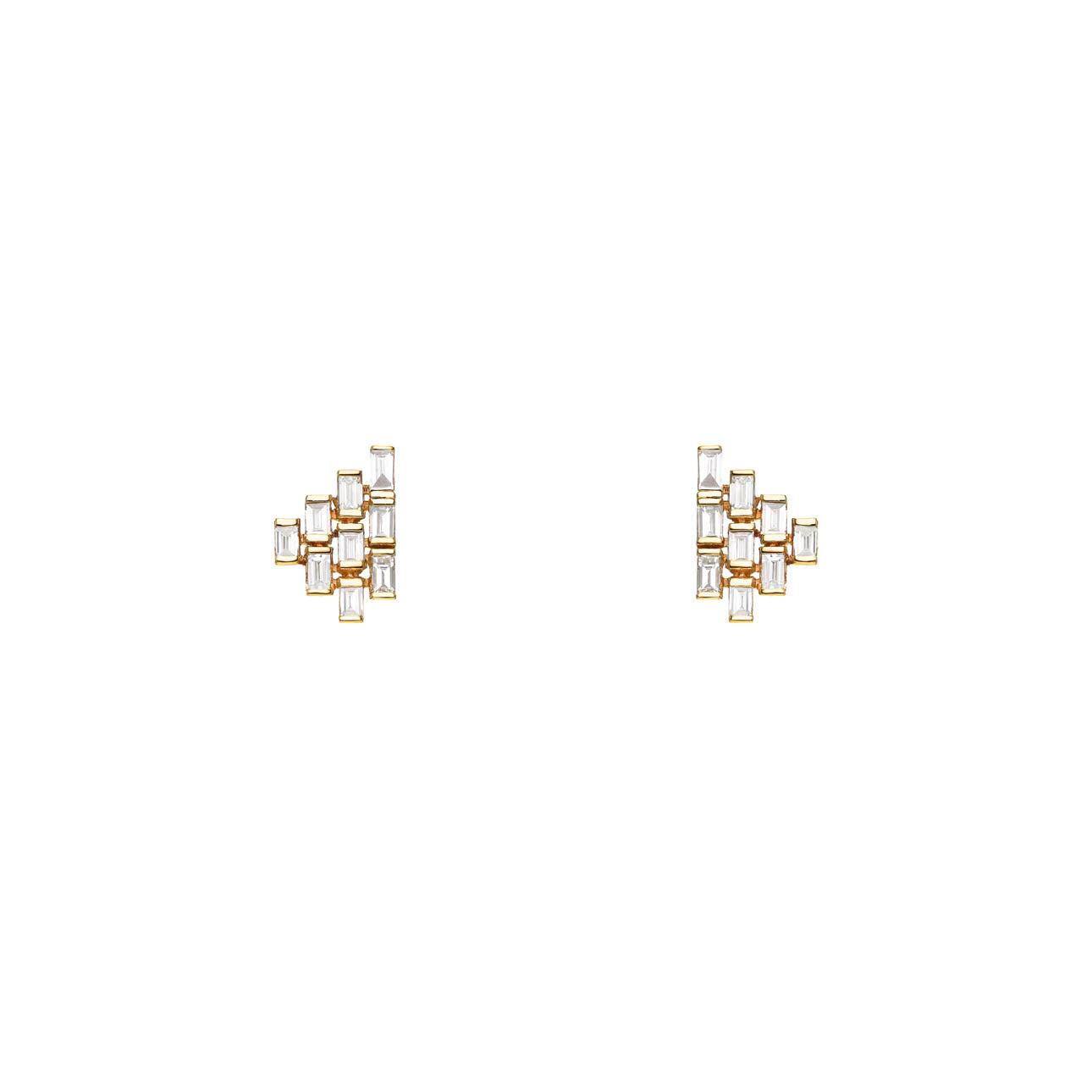 14k gold Large Empire Earrings with nine emerald-cut diamonds, 0.54 ctw by Phoenix Roze