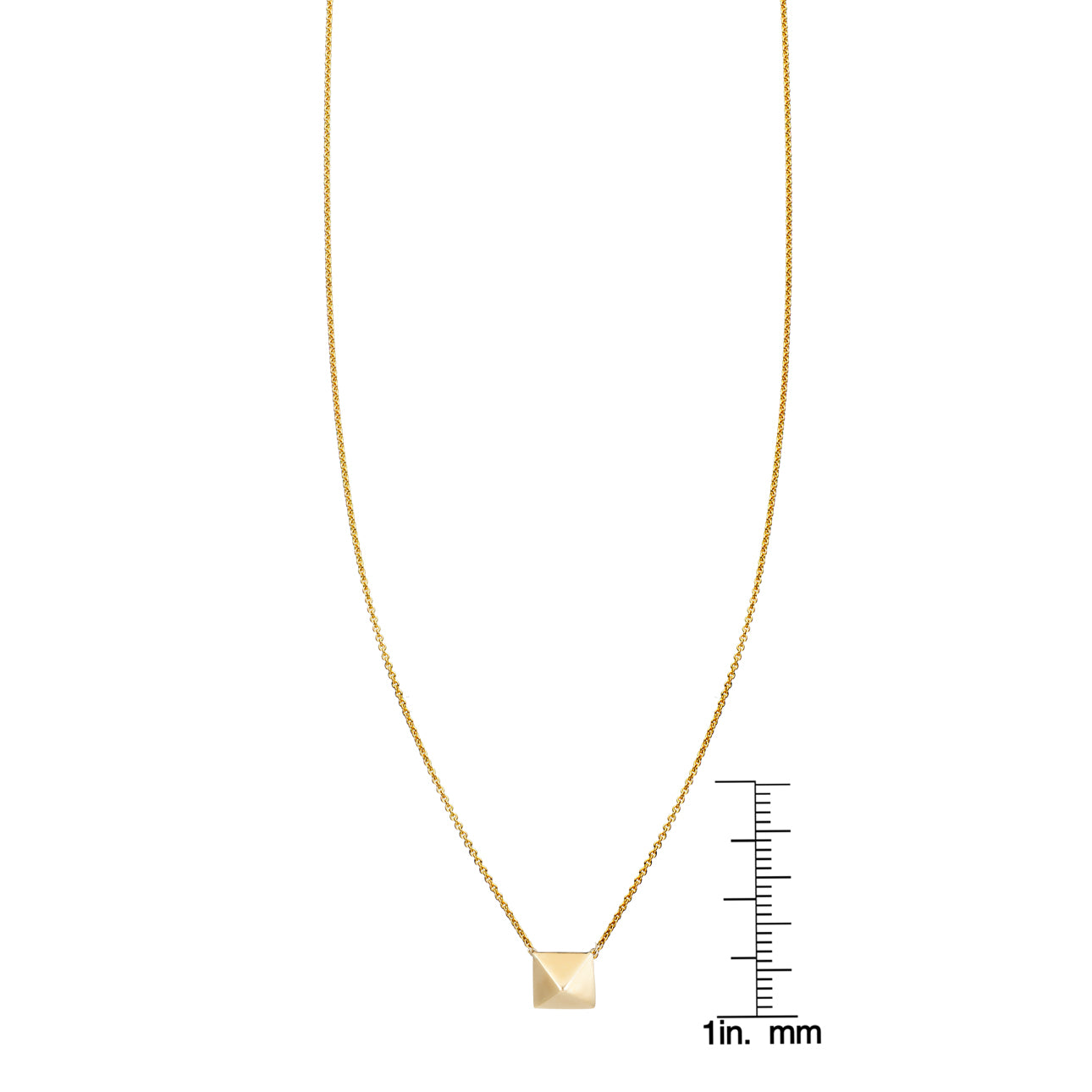 Large gold pyramid pendant necklace on delicate chain, minimalist geometric jewelry by Phoenix Roze