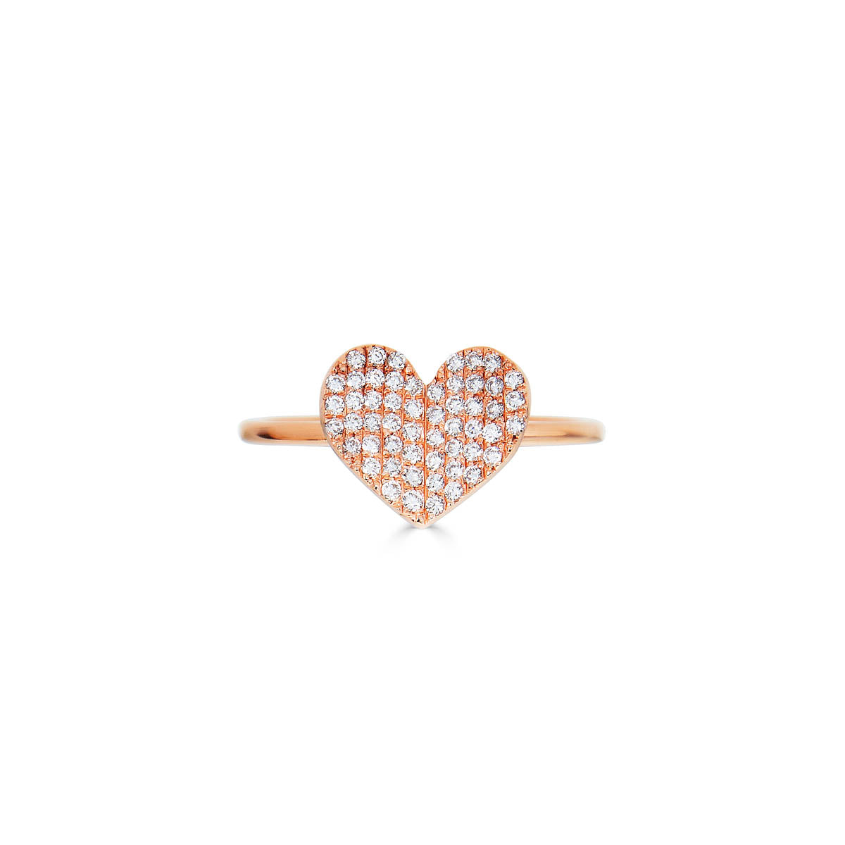Large white diamond folded heart ring in solid 14k yellow, white, or rose gold—romantic gift idea