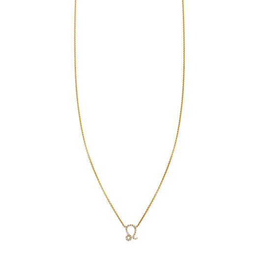 Phoenix Roze Leo diamond zodiac necklace, 14K gold constellation lion pendant, 8x6mm, in rose, white, or yellow gold