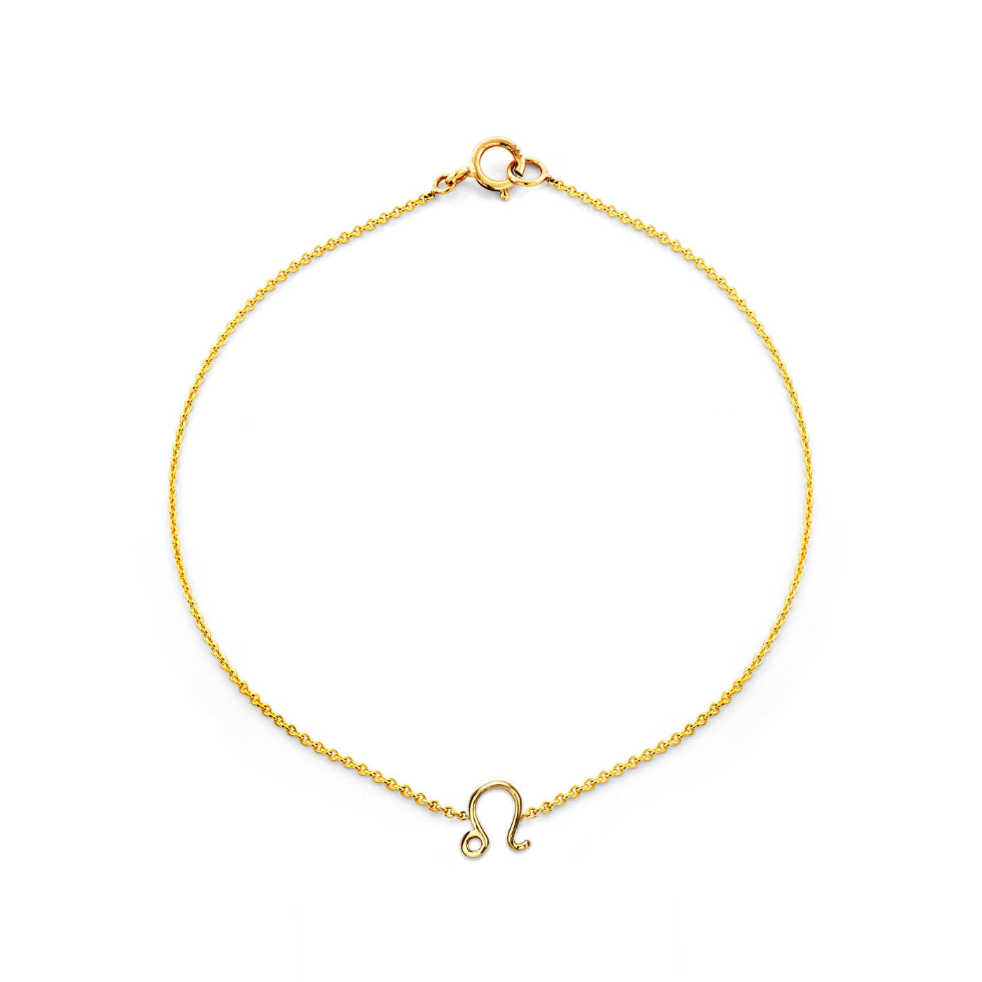 14k gold Leo constellation zodiac bracelet, 5mm charm for 6.75in wrist, available in yellow, white, or rose gold