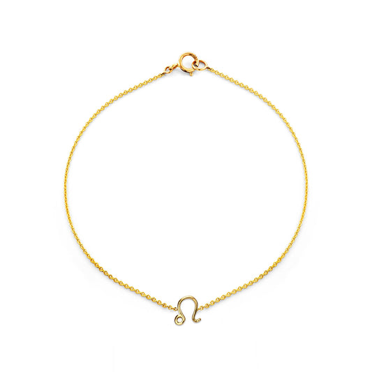 14k gold Leo constellation zodiac bracelet, 5mm charm for 6.75in wrist, available in yellow, white, or rose gold
